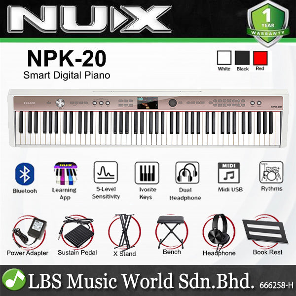 NUX NPK-20 88 Key Digital Piano With Grand Hammer Action, Stand And Throne (NPK20)