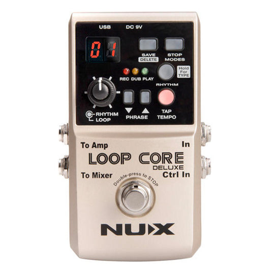 Nux Loop Core Deluxe Effect Drum Rhytm Pedal Bundle with NMP-2 Dual Footswitch
