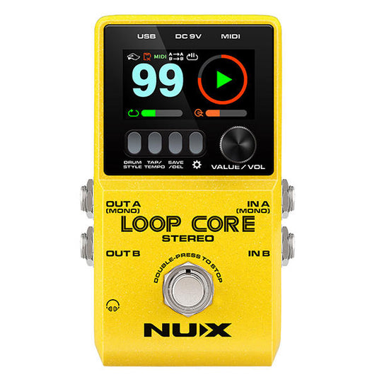 NUX Loop Core Stereo Electric Guitar Effect Pedal Looper Built in Rhythm Tracks and MIDI Control