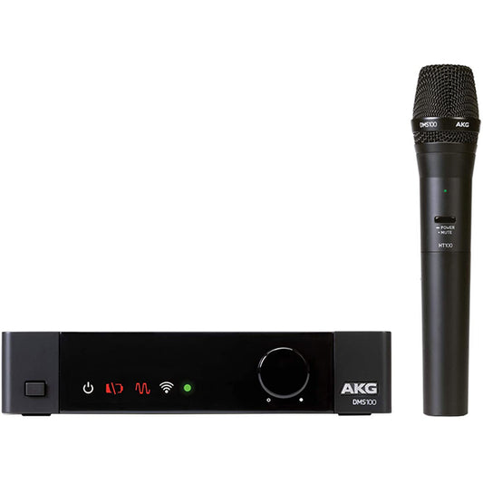 AKG DMS100 Pro Audio Digital Wireless Microphone System with SR100 Stationary Receiver and HT100 Handheld Microphone (DMS 100)