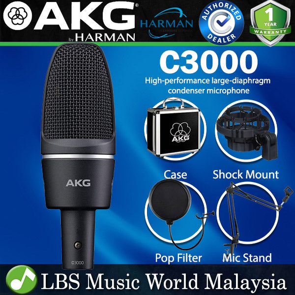 AKG C3000 Pro Audio Studio Large Diaphragm Microphone For Vocal and Instrument Applications (C-3000 C 3000 mic)