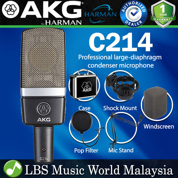 AKG C214 Pro Audio Mic Large Diaphragm Condenser Microphone (C-214 C 214)