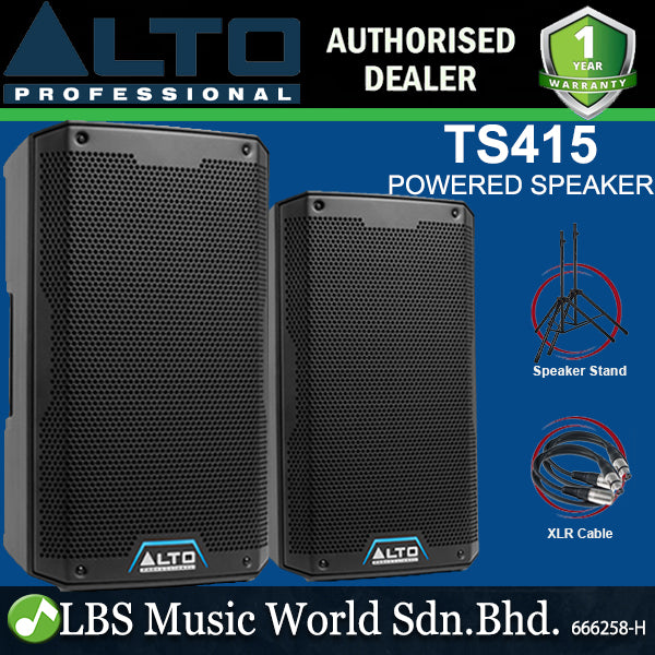 Alto Professional TS415 2500 Watt 15 Inch Truesonic 2 Way Active Powered Loudspeaker with Stand And Cable (TS 415)