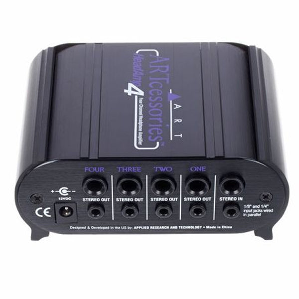 ART Pro Audio HeadAMP 4 8 Output Stereo Headphone Amplifier with 1/4'' and 1/8'' Inputs (Head Amp)