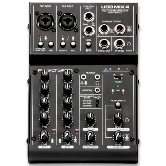 ART Pro Audio USBMix4 Four Channel Mixer with USB (USB Mix 4)