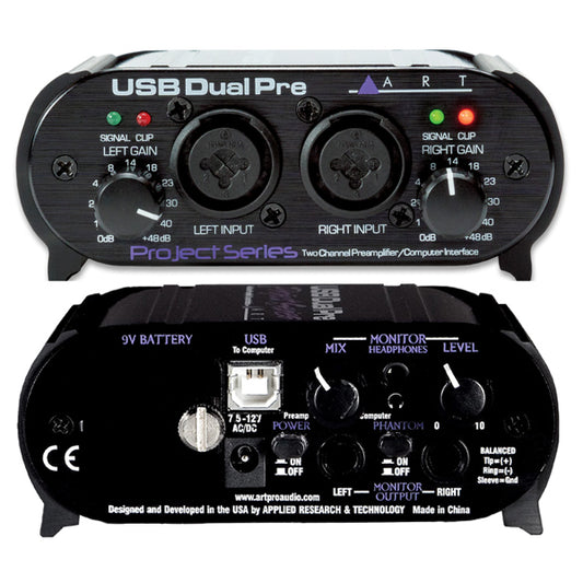 ART Pro Audio USB Dual Pre Project Series 2 Channel USB Preamp Audio Interface
