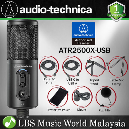 Audio Technica ATR2500X-USB Cardioid Condenser USB Microphone with Mount Shock (ATR2500XUSB ATR2500X USB)