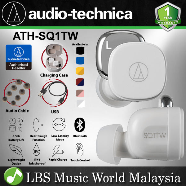 Audio Technica ATH-SQ1TW Truly Wireless Dynamic Earbuds In Ear Earphone Headphones (SQ1TW SQ1 TW)