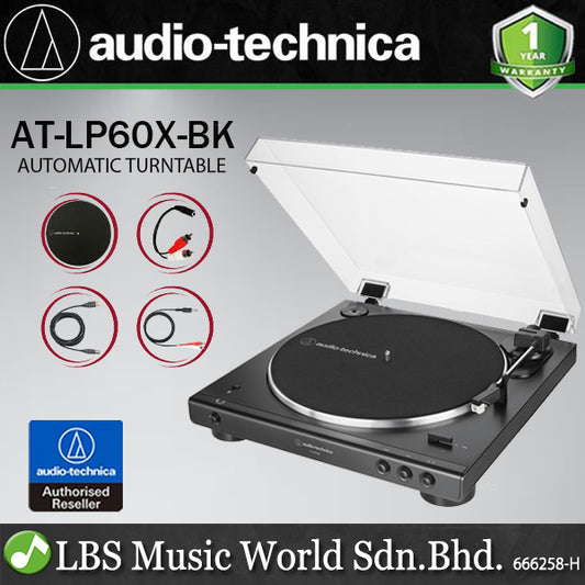 Audio Technica AT-LP60XUSB Fully Automatic USB Belt Drive Stereo Turntable Black Disc Player (ATLP60XUSB AT LP60XUSB LP60X)