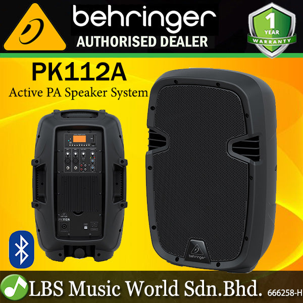 Behringer PK112A 600 Watt 12 Inch Active PA Speaker System with Bluetooth (PK 112A PK-112A)