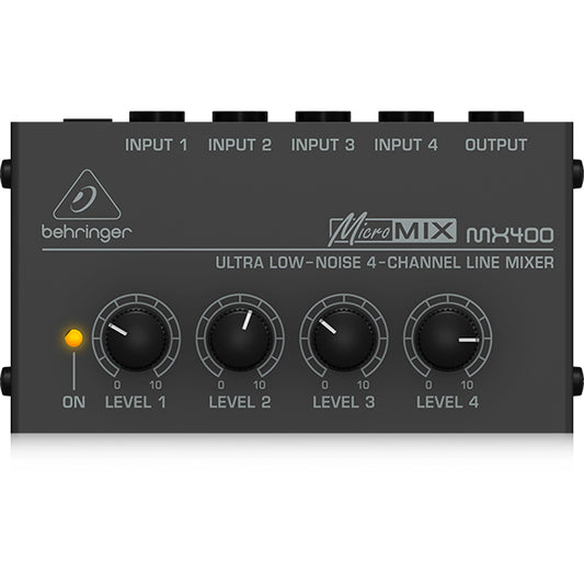 Behringer MX400 4 Channel Micromix Ultra Low Noise Line Mixer with 4 TS Input and 1 TS Output (MX 400)