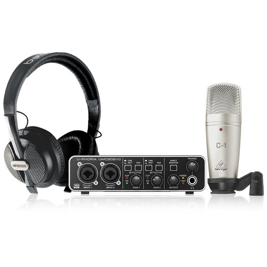 Behringer U-PHORIA STUDIO PRO Recording Podcasting Bundle Mic Clamp and Pop Filter UMC-202HD C-1 HPS-5000 (UPHORIA UMC202HD C1 HPS5000)