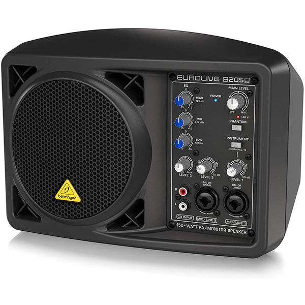 Behringer Eurolive B205D 150W 5.25 inch Powered Monitor Speaker with 3 Channel Mixer