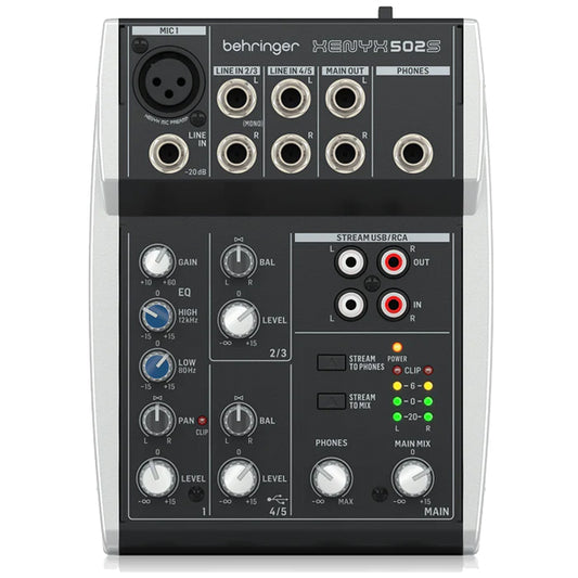 Behringer XENYX-502S Premium Analog 5-Input Mixer with USB Streaming Interface (502S)