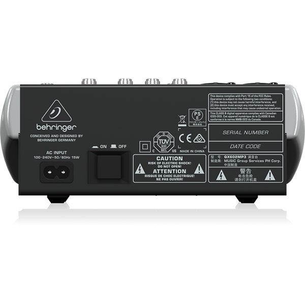 Behringer XENYX-QX602MP3 Premium 6 Input Portable Mixer with Mic Preamps and MP3 Player (QX602)