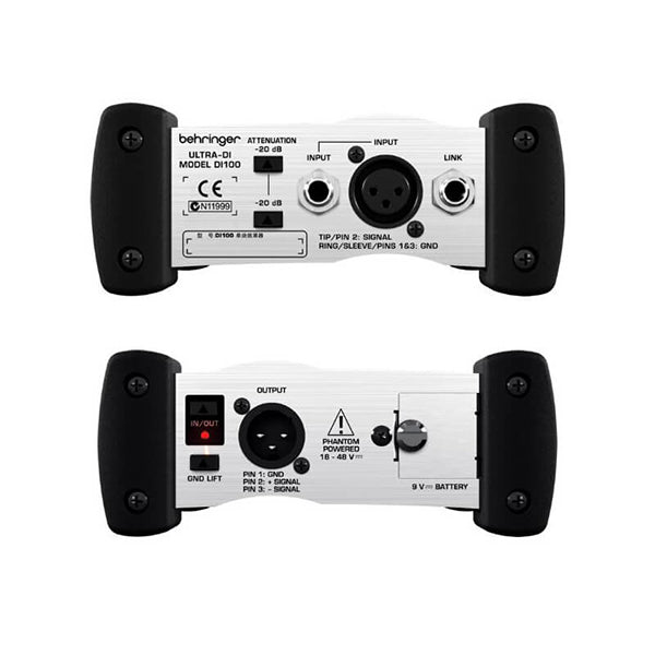 Behringer Ultra-DI DI-100 Professional Battery Phantom Powered DI Microphone Mic Direct Box with Switchable Input Attenuation (DI100 DI 100)
