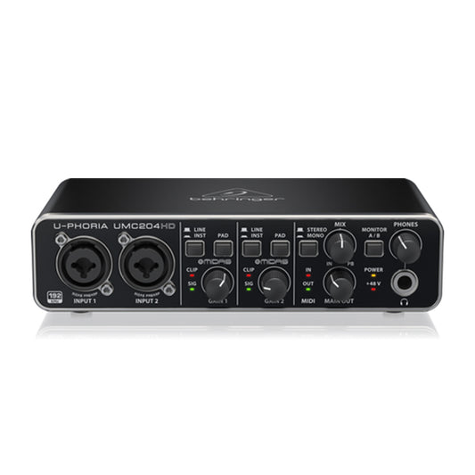 Behringer UMC-204HD 2 X 4 USB Audio MIDI interface with MIDAS Mic Preamp (UMC204HD UM 204HD)