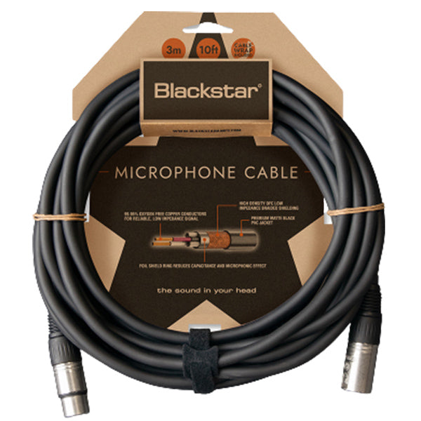 Blackstar CABLE-XLR-3M-FM 3M XLR Male To XLR Female Microphone Cable With Heavy Duty XLR Connectors With Gold Plated Pins