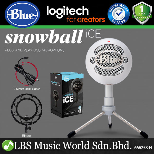 Blue Microphones Snowball Ice Plug and Play USB Cardioid Condenser Mic with Stand and Cable