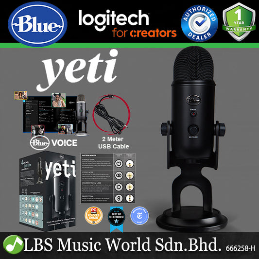 Blue Microphones Yeti USB Mic with Cable Professional Recording - Blackout