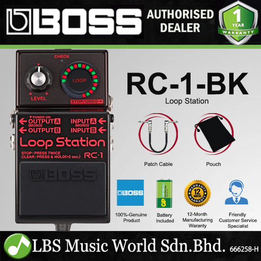 Boss RC-1 Loop Station Stereo Looper Guitar Effect Pedal - Black Edition (RC1 RC 1)