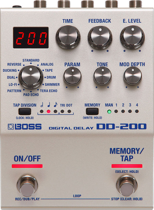Boss DD-200 Digital Delay Pedal MIDI Guitar Effects with 12 Delay Modes (DD200 DD 200)