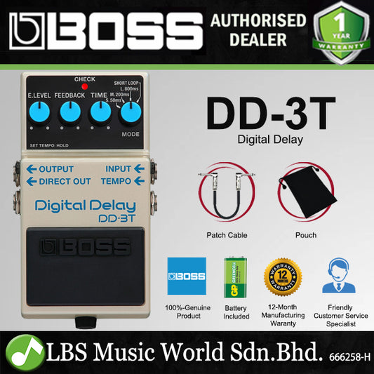 Boss DD-3T Digital Delay Effect Pedal For Electric Guitar with Tap Tempo (DD3T DD3 DD 3T)