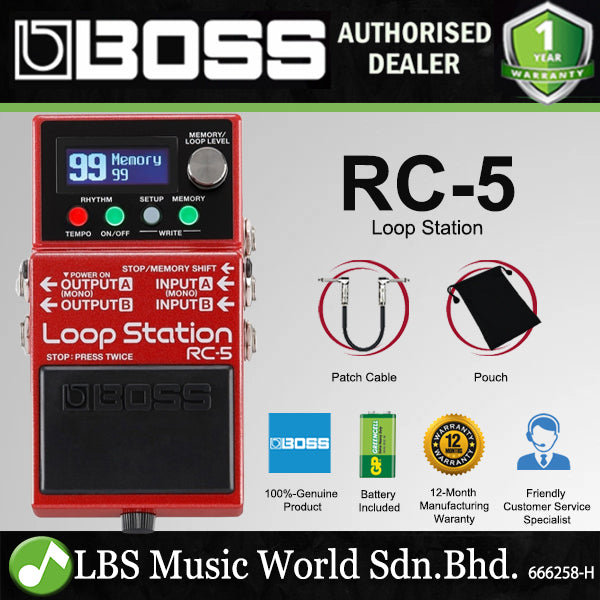 Boss RC-5 Loop Station Compact Phrase Recorder Pedal Stereo Looper with LCD (RC5 RC 5)