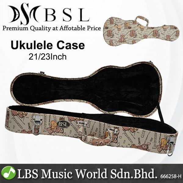 BSL Water Resistance Ukulele Hard Case Bag Figures and Bear Design (21 Inch 23 Inch)