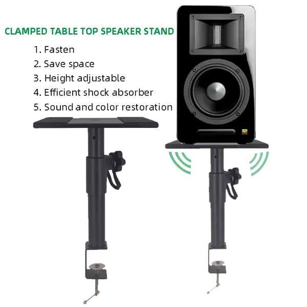 BSL SST12 Studio Monitor Desktop Speaker Stand Desktop with Clamp On Up to 5 Inch Speakers - Pair