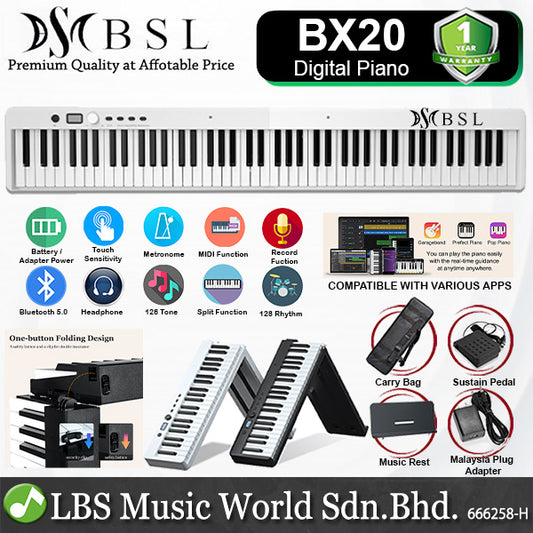 BSL BX-20 88 Keys Folding Piano Semi Weighted Keyboard with Bluetooth (BX20)