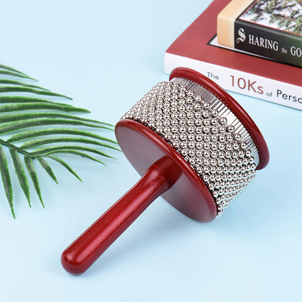 BSL KBS2 Cabasa Wooden Shaker with Metal Bead Chain and Percussion Cylinder Musical Instrument (KBS 2)