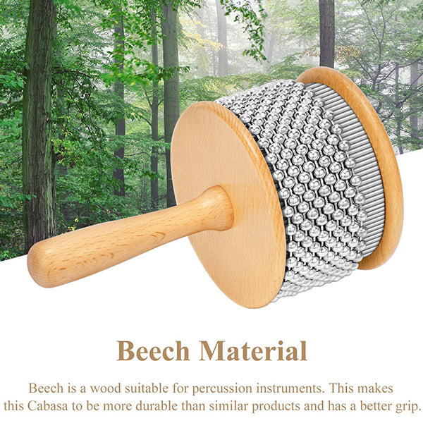 BSL FT061 4 Inch Cabasa Hand Shaker Instrument with Stainless Steel Bead and Wood Handle