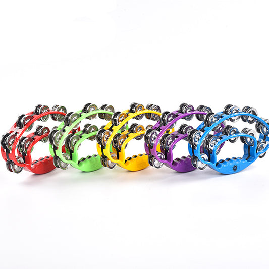 BSL MT16 Double Layer Steel Tambourine with Jingle for Percussion With Handle (Random Colour)