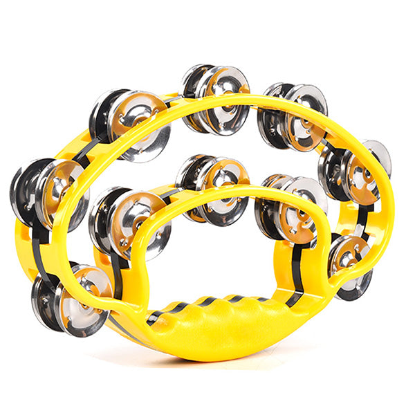 BSL MT16 Double Layer Steel Tambourine with Jingle for Percussion With Handle (Random Colour)