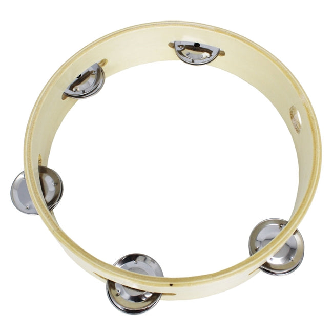 BSL 8 Inch Headless Tambourine with 5 Pair of Jingle and Handle (Wood)