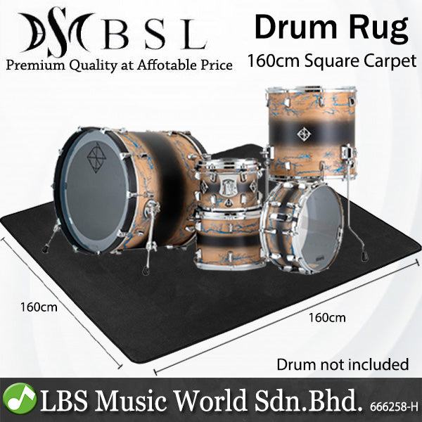 BSL Drum Carpet Rug For Acoustic Digital Drum with Rubber Bottom Anti Slip Mat Black - Round / Square