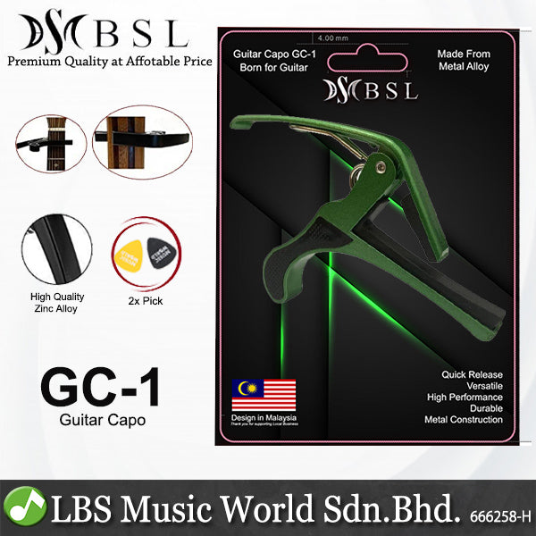 BSL GC-1 Capo Metal Heavy Duty for Ukulele, Electric and Acoustic Guitar (GC1 GC 1)