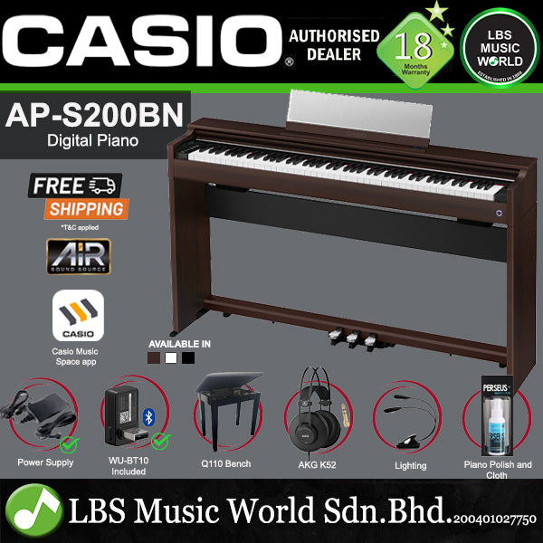 Casio AP-S200 88 Keys CELVIANO Digital Piano with WU-BT10 (APS200)