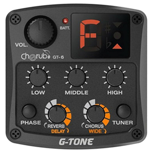 Cherub GT-6 3 Band EQ Built-in Chromatic Tuner, Delay and Chorus for Acoustic Guitar Preamp Pickup (GT6)