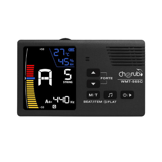 Cherub WMT-565C 5 in 1 LCD Metronome Chromatic Tuner with USB Rechargeable and Thermometer for String Instrument (WMT565 WMT565C)