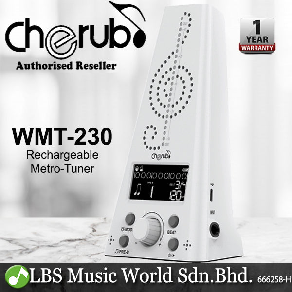 Cherub WMT-230 Rechargeable Digital Metronome and Electronic Chromatic Tuner For Piano Violin Guitar Drum (WMT230)