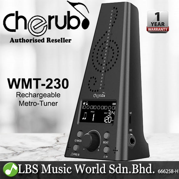 Cherub WMT-230 Rechargeable Digital Metronome and Electronic Chromatic Tuner For Piano Violin Guitar Drum (WMT230)