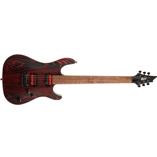 Cort KX300 Etched Mahogany Body Pau Ferro Electric Guitar With Bag - Etched Black Red (KX 300)