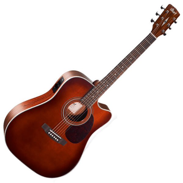 Cort MR500E Dreadnought Solid Top Acoustic Electric Guitar with Bag - Brown Burst (MR500 E)