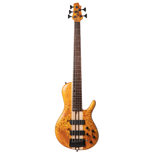 Cort A5 Plus SC 5 String Electric Bass Guitar Poplar Burl Top Ash Body - Amber Open Pore