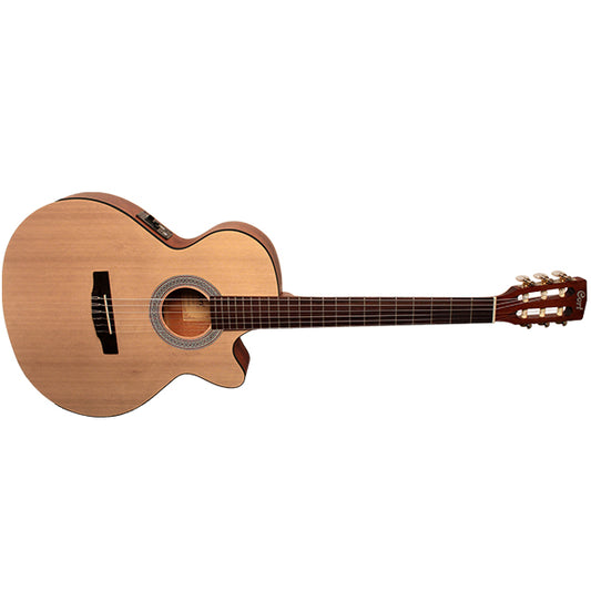 Cort CEC1 SFX Cutaway Body Spruce Top Classical Guitar With Bag and Pickup - Open Pore
