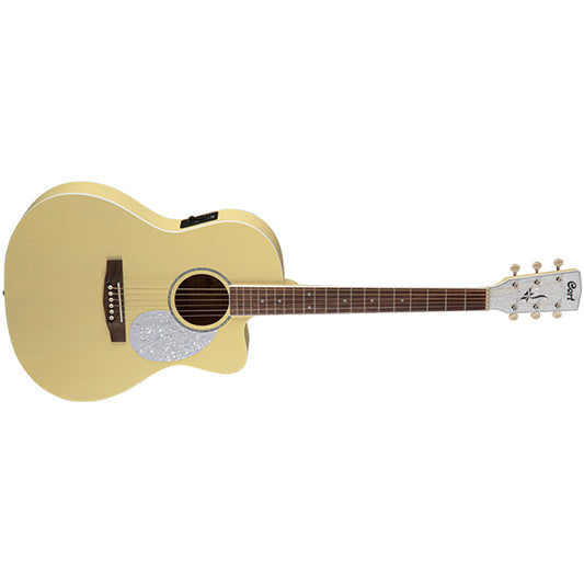 Cort Jade Classic Cutaway Body Mahogany Top Acoustic Guitar With Bag and Pickup - Pastel Yellow Open Pore