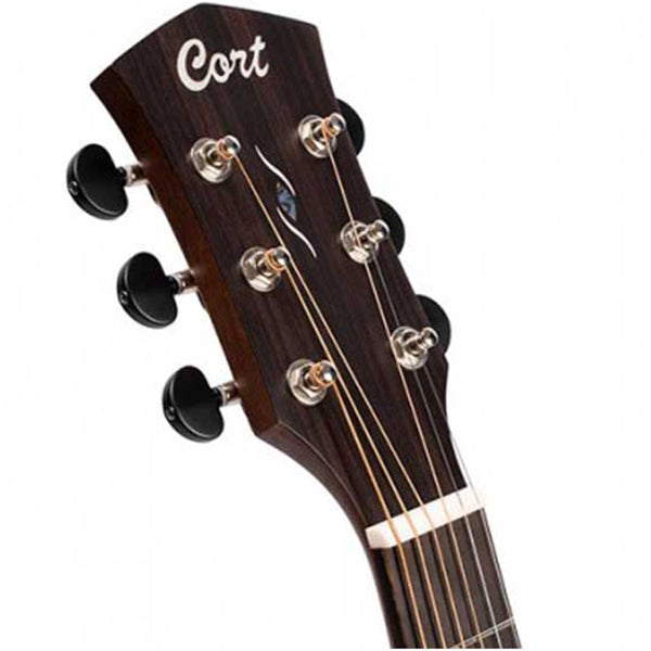 Cort Core OC Spruce OM Cutaway Body Full Solid Sitka Spruce Acoustic Guitar With Bag - Open Pore Trans Black