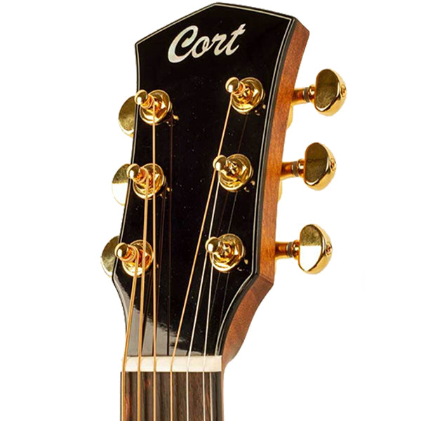 Cort Gold Mini F Dreadnought Body Torrefied Full Solid Adirondack Spruce Acoustic Electric Guitar With Bag - Natural Glossy